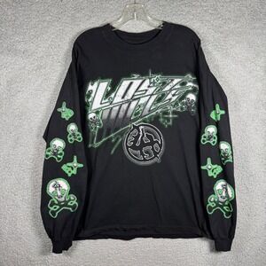 Lost Hills Mens 2X Long Sleeve Graphic T-Shirt Black Green Skulls Streetwear USA